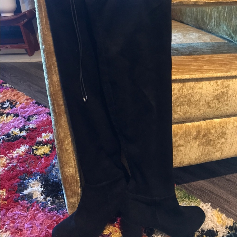 Chinese laundry thigh high black faux suede boots sz 6.5